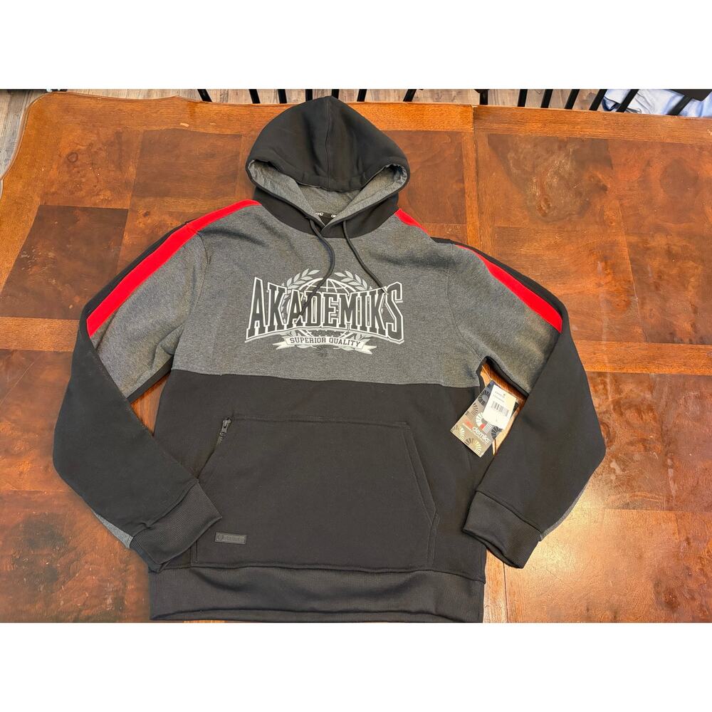 Akademiks Colorblock Hoodie Grey/Black/Red Men’s Large NWT